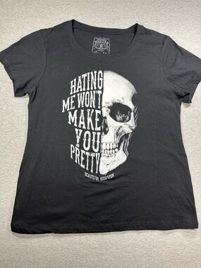 BEAUTIFUL DISASTER NWOT GRAPHIC SKULL T-SHIRT. 1X BUT FITS L